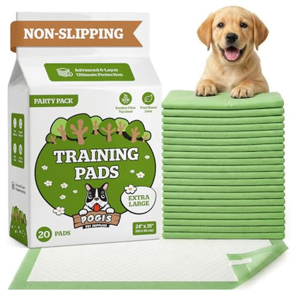 Pogi’s Potty Pads with Sticky Tabs – XL, Super Absorbent, Odor Blocking, 20-Count (24x35in) - size: Extra Large - 24 x 35"