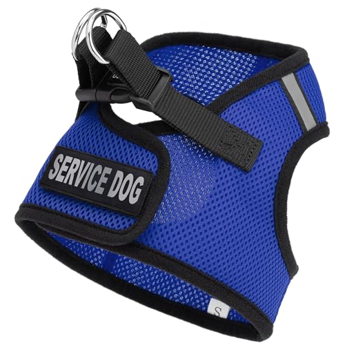 Dogline Boston Step in Mesh Dog Harness with Service Dog Patch No Choke Pet Vest Soft Gentle Padded Chest Halter for Puppies Small Medium and Large Dogs 21 to 24 inches Girth Royal Blue - color: Royal Blue, size: Girth 21 to 24"