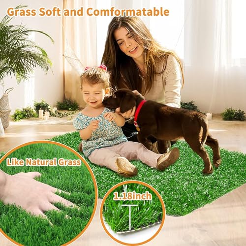 LOOBANI Dog Grass Pee Pads, Artificial Dog Grass Pads for Potty Tray, Fake Grass for Dogs to Pee On, Outdoor Indoor Pee Grass for Dog Potty (18*28 inch) - size: 18*28 inch