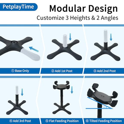 Elevated Dog Bowl Stand, 4 Adjustable Heights (4.3"/7.08"/11.81"/15.35") Raised Dog Food Bowl Holder with Tilted Anti-Slip Base, Ergonomic Pet Feeder Stand for Small Medium Large Dogs & Cats