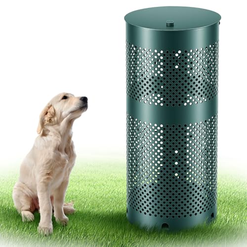 Dansydaisy Round Outdoor 8 Gallon Capacity Trash Can with Lid for Dog Waste Station - Rust Free UV Powder Coated - Designed to Mount on Any Post or Wall (Green) - color: Green, size: 8 Gallon