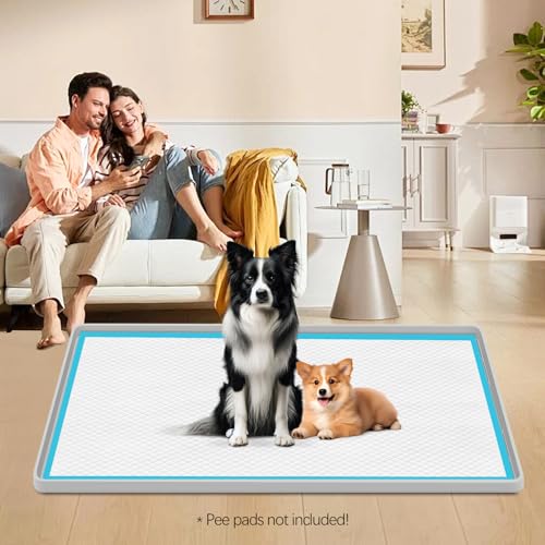 Pee Pad Holder for Dogs, 27" x 27" Silicone Pee Tray Mat High Edge, Leak-Proof, No Spill Pet Pad Holder for Puppy, Cat, Rabbit, Training Pads for Floor Protection, No Pee Pads - size: 27"x27"