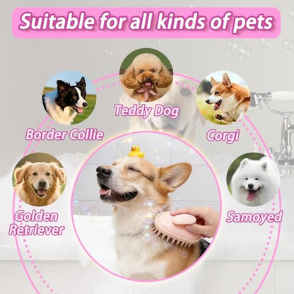 2-in-1 Detachable Dog Bath Brush, Dog Brush for Shedding & Massage, Gentle Silicone Grooming Massage Brush for Long & Short Hair, Bath Scrub Brush for Dogs & Cats