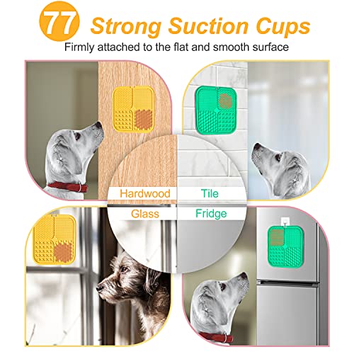 LUKITO Premium Silicone Licking Mat for Dogs & Cats, 77 Suction Cups, Slow Feeder, Boredom Reducer, Anxiety Relief, Dishwasher Safe, Food Grade - color: Large-Yellow&Green