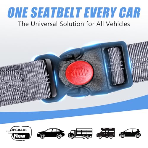 2 in 1 Chew Proof Dog Seat Belt for Car, Heavy Duty Steel Cable Car Harness & Headrest Restraint for Medium & Large Dogs Chewer - color: GREY
