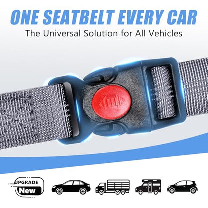 2 in 1 Chew Proof Dog Seat Belt for Car, Heavy Duty Steel Cable Car Harness & Headrest Restraint for Medium & Large Dogs Chewer - color: GREY