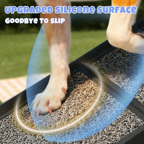 Dog Ramp for Car 71" x 20", Folding Pet Ramp for Large Dogs with Non-Slip Rug Surface, Portable Dog Car Ramp for SUV Car & Truck - size: 71" L x 20" W