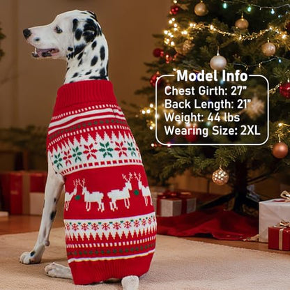 KYEESE Dog Christmas Sweater, Warm Turtleneck Dog Sweater for Small Dogs Boy Girl with Snowflake & Reindeer Pattern, Cozy Winter Knitwear with Leash Hole, Festive Holiday Outfit, Small - color: 1# Christmas, size: Small (4-7lbs)