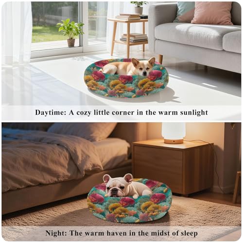 Pet Bed Coral Gorgeous Cat Snuggler Soft Winter Cushion, Cozy Round Bolster Nest for Indoor Kittens & Small Pets 15" - size: X-Small