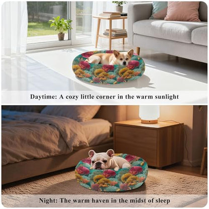 Pet Bed Coral Gorgeous Cat Snuggler Soft Winter Cushion, Cozy Round Bolster Nest for Indoor Kittens & Small Pets 15" - size: X-Small