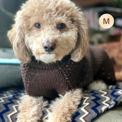 KYEESE Dog Sweater with Leash Hole Warm Pullover with Reflective Yarn for Small and Medium Dogs Male Soft Knit Pullover Boy Dog Coats Cozy Lightweight Thick Sweater,Khaki,Medium - color: 2# Khaki, size: M (24-30lbs)
