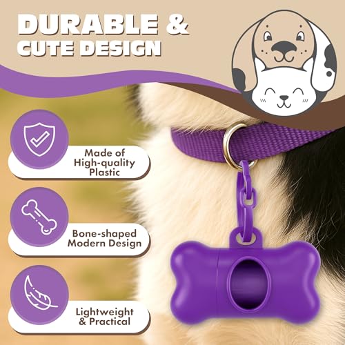 PETTHENTIC Biodegradable Dog Poop Bags with Leash Holder & Dispenser, 240 Count - Lavender Scented, Extra Thick Leak-Proof Cornstarch Waste Bags for Dogs, 16 Rolls, Eco-Friendly Compostable