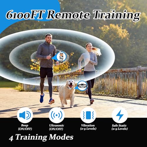 Htcuto Wireless Dog Fence & Training Collar for 2 Dogs, 3500ft Boundary, 4 Modes-Ultrasonic/Beep/Vibration/Static, 6100FT Remote, IPX7 Waterproof, 185-Day Standby, Electric Perimeter for Outdoor-GT1