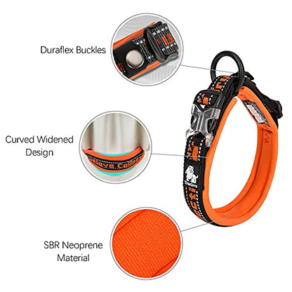 Reflective Dog Collar Soft Neoprene Padded Dog Collar Nylon Pet Collar Adjustable Dog Collar for Medium Large Dogs Puppy Collar Blue Pink XXXL - size: XXXL 23.6-25.6IN