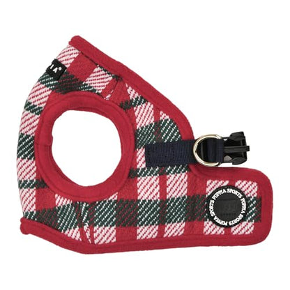 Puppia Festive Vest Dog Harness Step-in Warm Winter Checkered Pattern for Small and Medium Dog, Red, Large - color: Red, size: Large