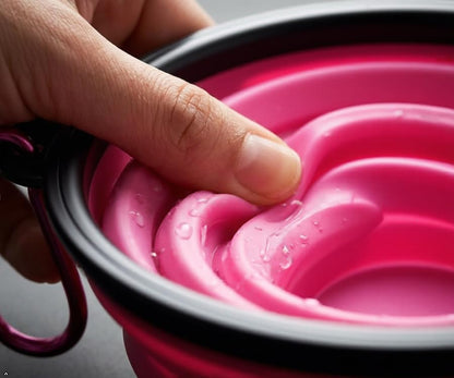 Silicone Foldable Pet Food Water Feeder, Collapsible Travel Bowl for Dog and Cat, Outdoor Portable (Pink) - color: Pink