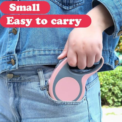 Retractable Dog Leash Pink, Auto Adjustable Extendable Dog Lead Durable And Tangle Free Nylon Tape For Small Medium Pet Dogs Cats Walking, 16FT/5m - color: Pink, size: Medium (16.4 ft)