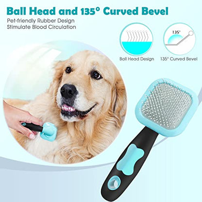 Slicker Brush, Dog Brush Gently Cleaning Pin Brush For Shedding Dog Hair Brush For Small Dogs Puppy Yorkie Poodle Rabbits Cats One Size Blue