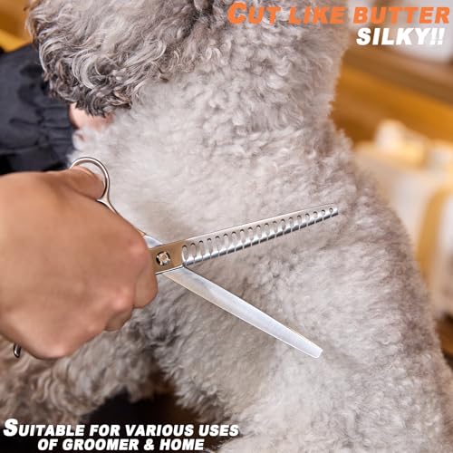 High-end Professional Dog Grooming Thinning Scissors Teeth Cutting Blending Shears Pet Texturizing Shears 7.5 Inch Extremely Very Sharp Stainless Steel Alloy For Cat Other Animals Groomer - style: 7.5inch Big Teeth Thinning