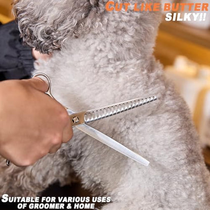High-end Professional Dog Grooming Thinning Scissors Teeth Cutting Blending Shears Pet Texturizing Shears 7.5 Inch Extremely Very Sharp Stainless Steel Alloy For Cat Other Animals Groomer - style: 7.5inch Big Teeth Thinning