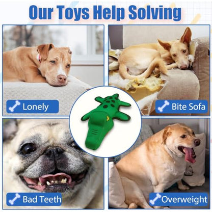 WOWBALA Dog Squeaky Toys,Puppy Teething Toys for Small Medium Dogs | Crocodile Stuffed Animals Dog Toys for Boredom and Stimulating to Keep Them Busy - color: Olive Green
