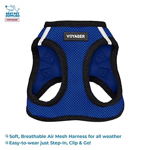 Voyager Step-in Air All Weather Mesh Harness and Reflective Dog 5 ft Leash Combo with Neoprene Handle, for Small, Medium and Large Breed Puppies by Best Pet Supplies - Blue, X-Small - color: Leash Harness Set (Royal Blue Base), size: XS (Chest: 13 - 14.5"