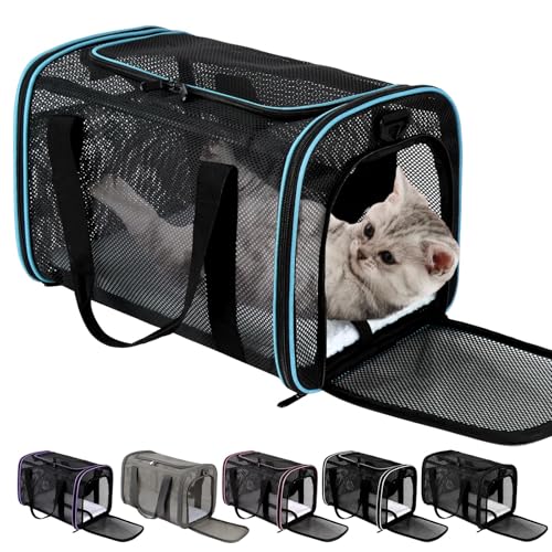 Cat Carrier, Soft-Sided Pet Carrier Bag, Breathable Mesh, Black (Blue, 20 * 13 * 13) - color: blue, size: 20.0"L x 13.0"W x 13.0"H