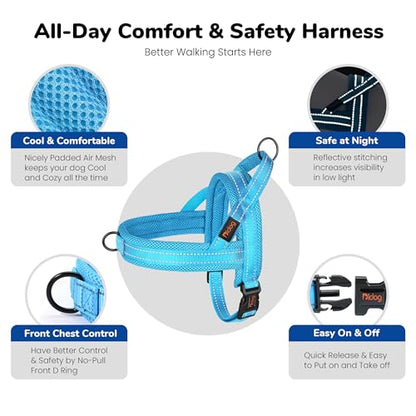 Didog No Pull Dog Harness with Breathable Mesh Padded,Reflective & Quick Fit Light Weight Dog Strap Vest Harness,Easy for Walking Training (S:Chest 18-22", Mesh-Blue) - color: Blue, size: S: Chest 18-22", Fit 19-29 lbs