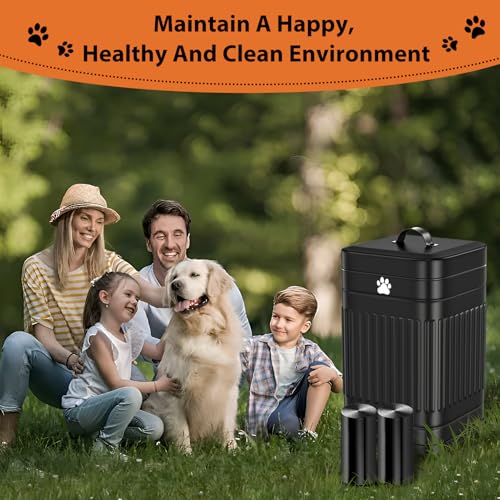 Dog Poop Trash Can Outside, 5L/1.3Gal Metal Dog Waste Trash Can with Lid, Foot Pedal, Pet Waste Container with 40 Bags, Poop Bucket with Lid Soft Close for Pet, Black - size: 5L Black Trash Can