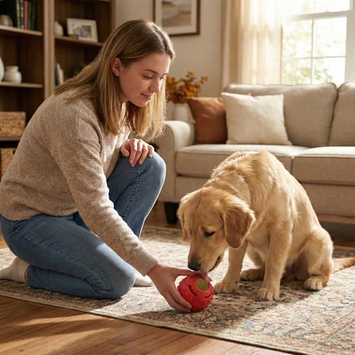 SPOT Seek-A-Treat Double Puzzle Ball Dog Toy, 3.25 in Durable Rubber Treat Dispenser with Dual Openings for Mental Stimulation & Long-Lasting Play, for Dogs up to 50 lbs