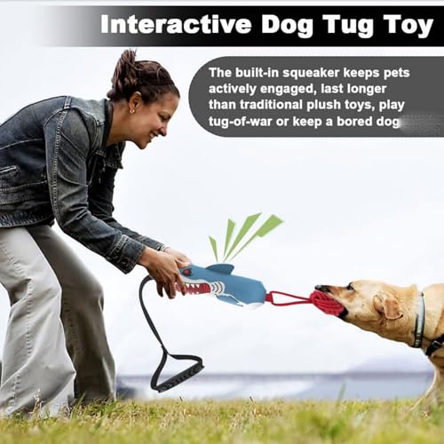Shark Tug of War Dog Toy, 2026 New Squeaky Dog Tug Toy, Interactive Shark DogToys, Sharks Dog Tug Toy with Squeaker & Rope Knot, for Medium to Large Dogs (Eagle) - color: Eagle