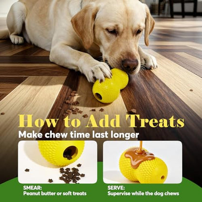 Kimee Natural Rubber Dog Chew Toy, Tough Gourd Dog Toy for Aggressive Chewers, Milk-Scented Interactive Dog Toy for Medium & Large Dogs to Chew, Tug & Fetch - style: Gourd