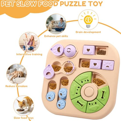 Interactive Dog Puzzle Toys Treat Dispensing Slow Feeder for Training and Mental Stimulating Dog Enrichment Toys for Puppy Cats Pet(Beige) - color: Beige