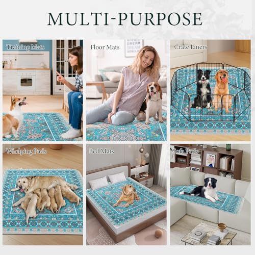 Homimp Washable Pee Pads for Dogs, Extra Large Reusable Puppy Pads Waterproof, Absorbent and Leakproof Dog Pee Pads, Non Slip Puppy Training Pads, Pet Mat for Floor,Crate,Couch,Whelping, Blue,36"x72" - size: 36"x72"(Pack of 1)