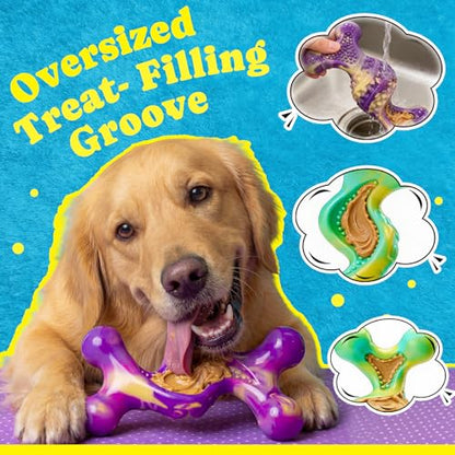 Kseroo Indestructible Dog Toy : 2 Pack Dog Toys for Aggressive Chewers, Bacon Flavor Nylon Hard Dog Chew Toys, Tough Dog Toys for Medium & Large Breeds 30-120 lbs, Durable Dog Toys to Keep Them Busy