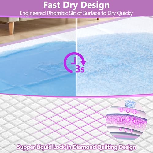 Gimars XL 6-Layer Ultra Absorbent 1200ml 48-Hour Leak-Proof Dog Pee Pads, Quick Dry Extra Large Puppy Pads for Puppy Training, Senior & Incontinent Dogs, Cats, Overnight Use, 30"x36", 50 Count - size: 30"x36" 50 Counts Purple