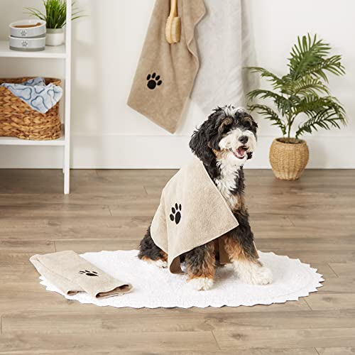 Bone Dry Pet Grooming Towel Collection Absorbent Microfiber Drying Set, 15x30", Embroidered Taupe, 3 Count - color: Taupe, size: 15x30"