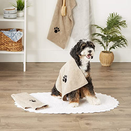 Bone Dry Pet Grooming Towel Collection Absorbent Microfiber Drying Set, 15x30", Embroidered Taupe, 3 Count - color: Taupe, size: 15x30"