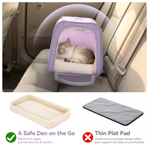 PETSFIT Soft-Sided Cat Carrier with Patented Safety Buckles, Lockable Zippers & Safety Tether,Escape-Resistant Travel Pet Carrier for Car Rides & Vet Visits, Airline Approved Under-Seat, Up to 12 lbs - color: Purple, size: 18.0"L x 11.0"W x 11.0"H