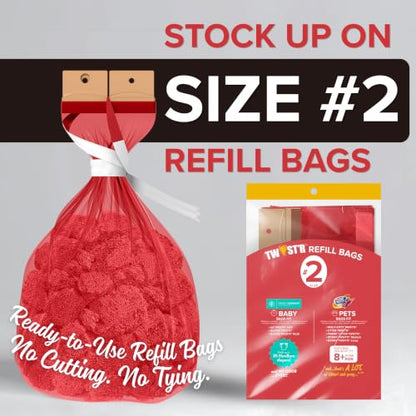 Red Rocket Doggy Twist'R Large Waste Disposal System, Dog Poop Trash Can | Odor Control, Indoor/Outdoor, Holds Up to 17 Lbs, Includes 2 Size #2 Odor Blocking Bags, 2 Charcoal Sachets, 60 Poop Bags