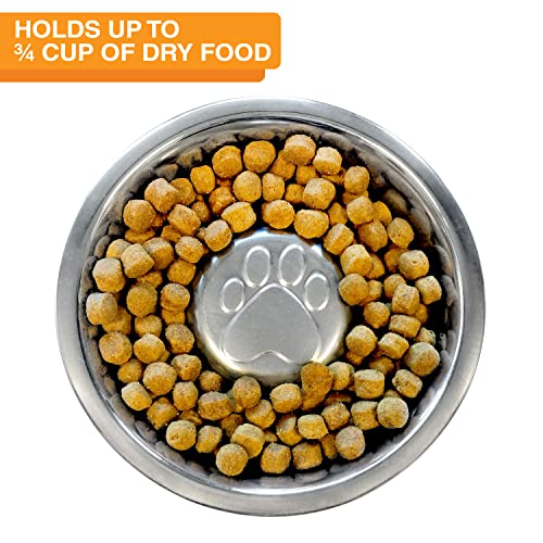 Neater Feeder Express Mess Proof Dog Bowls Elevated for Small Breed – Made in USA – No Spill Raised Slow Feeder Elevated Dog Bowl Stand, Stainless Steel Food and Water Bowl Set, Almond - color: Almond, size: Small w/ Metal Slow Feed Bowl