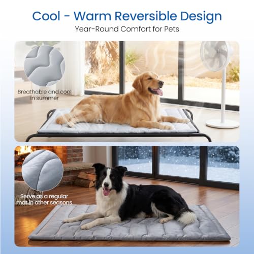 Dog Cooling Mat, Thick & Reversible Cooling Mat for Medium Dogs, Breathable Cool Fabric, Durable & Washable Pet Cooling Pad for Crate Kennel Car Travel, Outdoor & Indoor Use in Summer - size: Large(36" x 23")