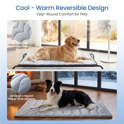 Cooling Mat for Large Dogs, Thick & Reversible Dog Cooling Pad | Breathable Cool Fabric, Durable & Washable Pet Cooling Mat for Crate, Kennel, Floor, Car Seat, Indoor & Outdoor Use in Summer - size: X-Large(48" x 28")
