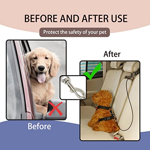Dog Tether for Car Pet Dog Car Seat Belt Restraint Chew Proof Safety Tether Cable with Double Hook Stainless Steel Coated Pet Vehicle Leash and Harness Restraint 39 Inch