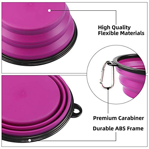Kytely Large Collapsible Dog Bowls 2 Pack, 34oz Foldable Dog Travel Bowl, Portable Pet Water Food Bowl with Clasp, Pet Cat Feeding Cup Dish for Traveling, Walking, Hiking (Green+Purple) - color: Green & Purple