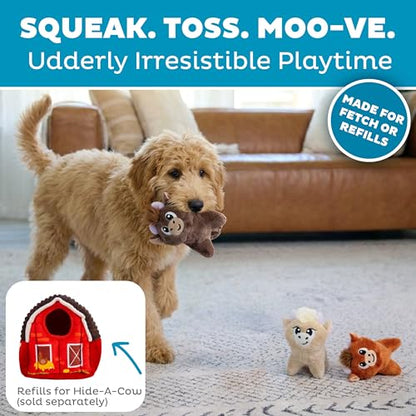 Outward Hound Squeakin’ Cows Dog Toy, Plush Highland Cow with Squeaker, Hide-A-Cow Replacement, Puppies & Small Dogs, 4.3”, 3-Pack - color: Cows (3-pack)