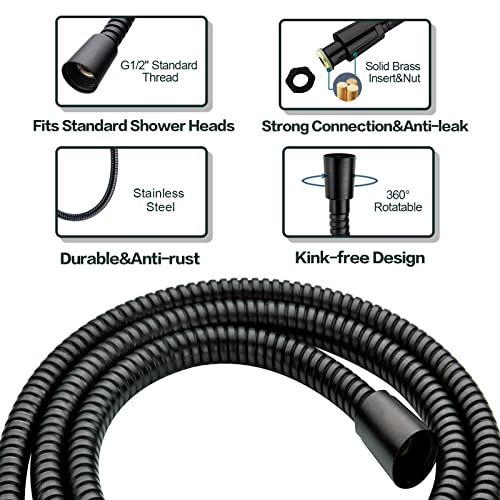 BRIGHT SHOWERS High Pressure Dual Shower Head Combo, Oil Rubbed Bronze Rainfall Showerhead with Detachable Handheld, 60" Stainless Steel Hose, Four Spray Settings - color: Oil Rubbed Bronze, size: 1.8 Gallon Per Minute
