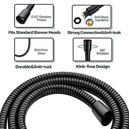 BRIGHT SHOWERS High Pressure Shower Head with Handheld, Oil Rubbed Bronze Dual Showerhead Combo with Rainfall Spray, Detachable Hand Held Shower, 60" Stainless Steel Hose - color: Oil Rubbed Bronze, size: 2.5 Gallon Per Minute