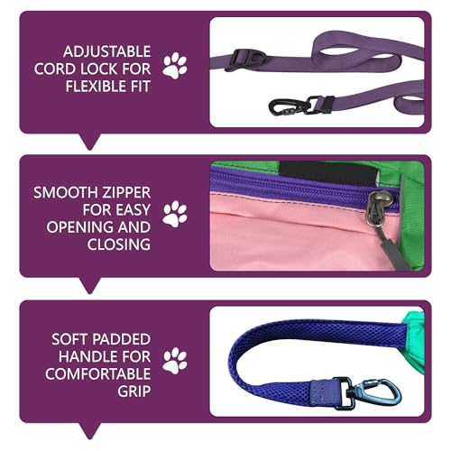 Hands Free Dog Leash with Waist Bag, Adjustable Waterproof Shock Absorption Reflective Leash with Poop Bag Dispenser Port for Medium Large Dogs Walking Running Hiking (Purple) - color: purple