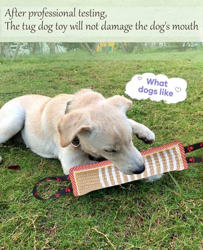Clysoru Dog Tug Toy Tough Jute Bite Pillow Lasting Training Equipment Puppy to Large Dogs Interactive for Large and Small - color: Pink footprint